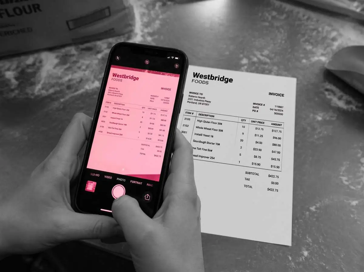 Photographing a wholesale invoice